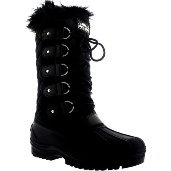 Women's Waterproof Tactical Mountain Walking Snow Knee Boots, Black - Picture 3 of 7
